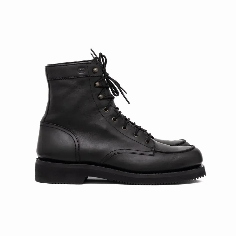 GUCCI Tom Ford Era Men's Leather Moc Toe Combat Boot Black EU43.5/US10.5